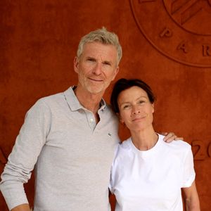 Denis Brogniart et sa femme Hortense au village (jour 9) lors des Internationaux de France de Tennis de Roland Garros 2022 à Paris, France, le 30 mai 2022. © Dominique Jacovides/Bestimage