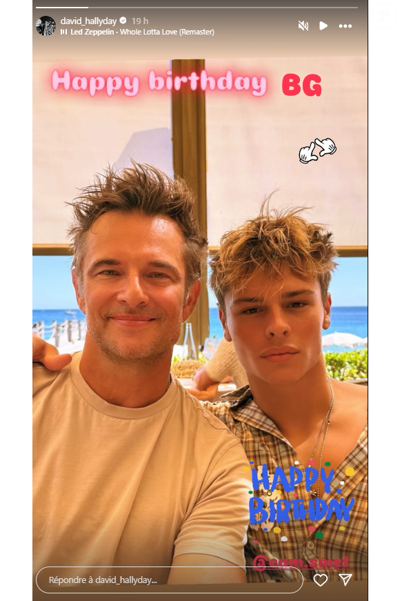 "Il aimerait bien bosser dans le cinéma", a confié le chanteur, rapportant alors les paroles de son fils : "Attendons que je fasse quelque chose et puis après, on verra".

Cameron Smet, le fils de David Hallyday et Alexandra Pastor, fête ses 21 ans.