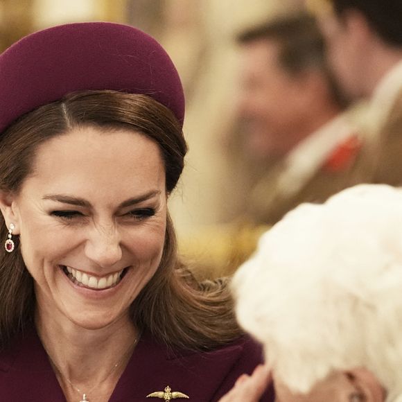 Catherine (Kate) Middleton, princesse de Galles, - Les membres de la famille royale britannique assistent à la célébration du 80ème anniversaire de la fin de la Seconde guerre mondiale (VE80 Tea Party) au palais de Buckingham, à Londres, au Royaume-Uni, le 5 mai 2025. © Jordan Pettitt/WPA-Pool/Bestimage