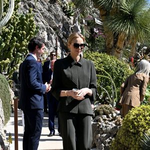 Le prince Albert II de Monaco, sa femme la princesse Charlene et la princesse Caroline de Hanovre ont pu découvrir les travaux d'aménagements réalisés pendant 5 ans au jardin exotique de Monaco avant son ouverture au public le 30 mars.© Bruno Bebert / Bestimage