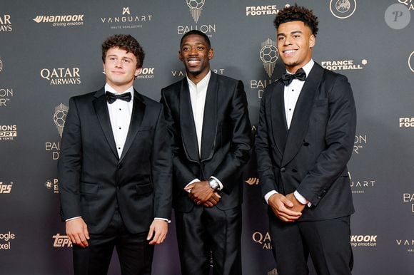 João Neves, Ousmane Dembélé et Désiré Doué au photocall de la 69ème cérémonie du Ballon D'Or 2025 au théâtre du Châtelet à Paris, France © Cyril Moreau/Bestimage
