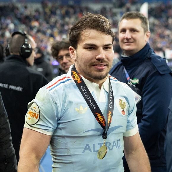 Exclusif - Antoine Dupont lors du match de rugby du Tournoi des Six Nations France contre Angleterre au Stade de France à Saint-Denis le 14 mars 2026.
