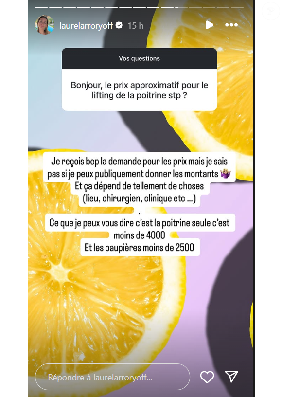 Laure (Mariés au premier regard) se livre sur ses opérations de chirurgie esthétique, sur Instagram lundi 15 septembre 2025.