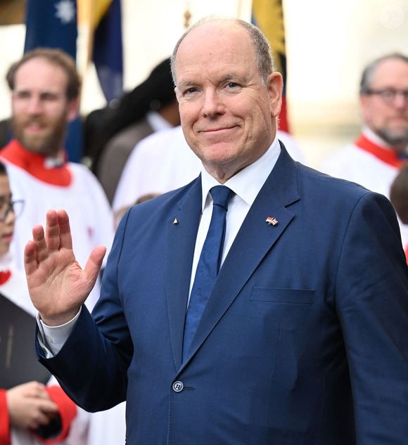 Le prince Albert II de Monaco quitte la cérémonie annuelle de célébration du Commonwealth Day à l'abbaye de Westminster, à Londres. Backgrid UK/ Bestimage