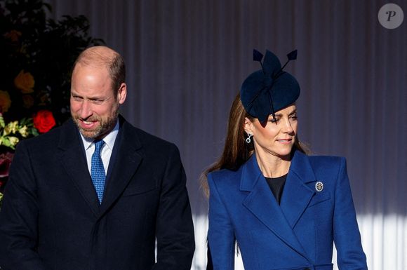 Le prince William, prince de Galles, et Catherine (Kate) Middleton, princesse de Galles, - Le Prince et la Princesse de Galles, assistent à une cérémonie de bienvenue sur le Royal Dais à Datchet Road pour le Président allemand Frank-Walter Steinmeier et son épouse Elke Buedenbender, au premier jour de la visite d'État au Royaume-Uni du Président de la République fédérale d'Allemagne. Date de la photo : mercredi 3 décembre 2025.