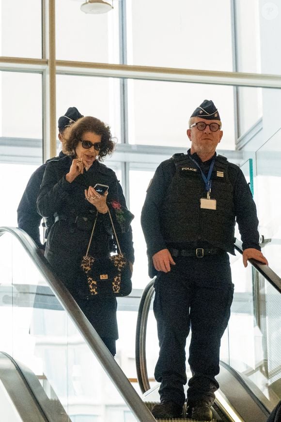 Fanny Ardant quitte le procès de Gérard Depardieu pour agressions sexuelles sur deux femmes lors d'un tournage de film en 2021 au tribunal correctionnel de Paris, France, le 24 mars 2025. Depardieu, 76 ans, qui a réalisé plus de 200 films et séries télévisées, a été accusé de comportement inapproprié par une vingtaine de femmes, mais c'est la première affaire à être jugée. Les deux plaignantes - Amélie, 54 ans, décoratrice, et Sarah (nom modifié), 34 ans, assistante réalisatrice - allèguent une agression sexuelle lors du tournage en 2021 de « Les Volets Verts » du réalisateur Jean Becker. © Yehiel Chekroune/Bestimage