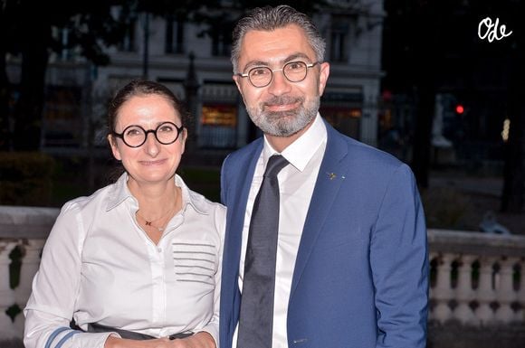 Anne Sophie Pic et son mari David Sinapian assistent au « Dîner des Grands Chefs » en amont du salon Sirha 2021 à Lyon, en France, le 26 septembre 2021. Photo de Julien Reynaud/APS-Medias/ABACAPRESS.COM