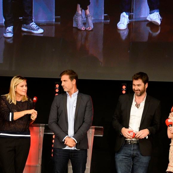 Arnaud Tsamere, Justine Salmon, Tanguy Pastureau, Eric Jean Jean, Christopher Baldelli - Conférence de presse de rentrée du groupe RTL à Paris le 7 septembre 2016. © Coadic Guirec / Bestimage