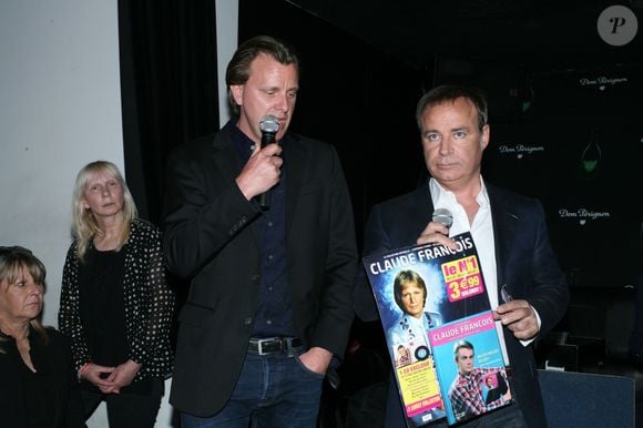Claude François Jr et Fabien Lecoeuvre - Lancement des DVD "Claude Francois" au palais Maillot à Paris. Le 5 mai 2014 ©JLPPA / Bestimage