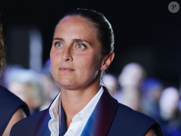 Pauline Deroulede - Présentation au Grand Palais Ephémère, des tenues (réalisées par la marque de luxe Berluti) qui seront portées par les athlètes lors de cérémonie d'ouverture des Jeux Olympiques de PARIS2024. Paris, le 17 avril 2024.