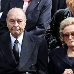 Jacques et Bernadette Chirac - Obseques de Antoine Veil au cimetière du Montparnasse a Paris. Le 15 avril 2013 @JACOVIDES-MOREAU / BESTIMAGE