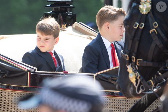 Le prince Louis et le prince George assistent au défilé de l'anniversaire du roi, également connu sous le nom de "Trooping The Colour", au Mall, Londres, Angleterre, Royaume-Uni, le samedi 14 juin 2025, Photo by Justin Ng/Avalon/ABACAPRESS.COM
