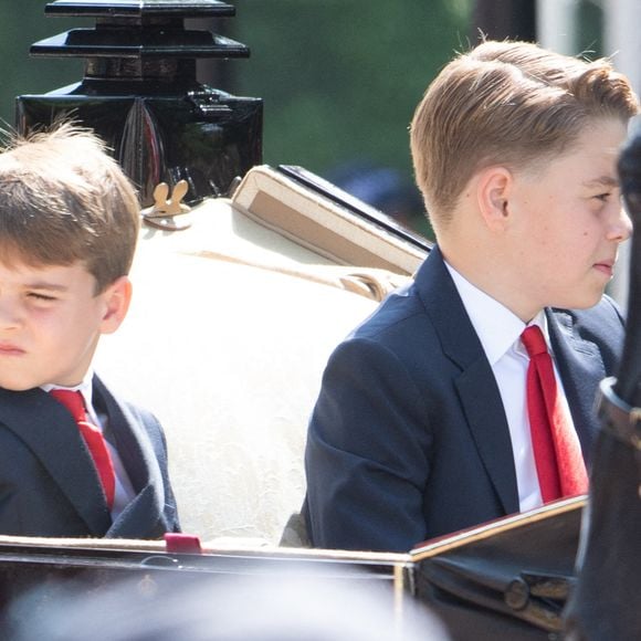 Le prince Louis et le prince George assistent au défilé de l'anniversaire du roi, également connu sous le nom de "Trooping The Colour", au Mall, Londres, Angleterre, Royaume-Uni, le samedi 14 juin 2025, Photo by Justin Ng/Avalon/ABACAPRESS.COM