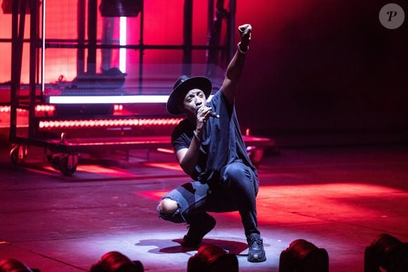 Le chanteur Soprano en concert lors du Festival de Carcassonne, le 17 juillet 2019.

Photo : Frédéric Maligne / Bestimage