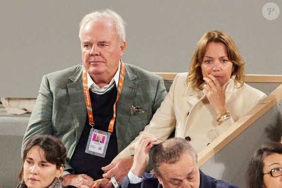 Cendrine Dominguez et son mari Jean Christophe Kerdelhue dans les tribunes (night session) des Internationaux de France de tennis de Roland Garros 2024 à Paris, France, le 31 mai 2024. © Jacovides-Moreau/Bestimage
