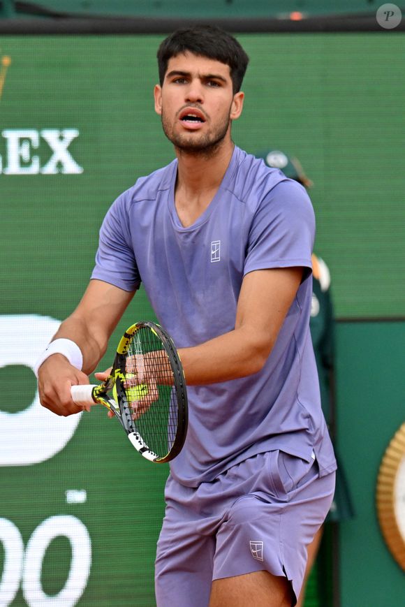 Carlos Alcaraz durant la finale de la 118e édition du Rolex Monte-Carlo Masters, au Monte-Carlo Country Club à Roquebrune Cap Martin, le 13 avril 2025.
L'espagnol Carlos Alcaraz a battu l'italien Lorenzo Musetti 3-6 / 6-1 / 6-0. © Bruno Bebert/Bestimage