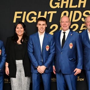 Marie, Louis Ducruet et le prince Albert II de Monaco durant la soirée de Gala au Fairmont hotel à Monaco après  la cinquième édition de la Fight Aids Cup, un match de football caritatif qui s'est déroulé au stade Louis II à Monaco, le 22 janvier 2025
© Bruno Bebert / Bestimage