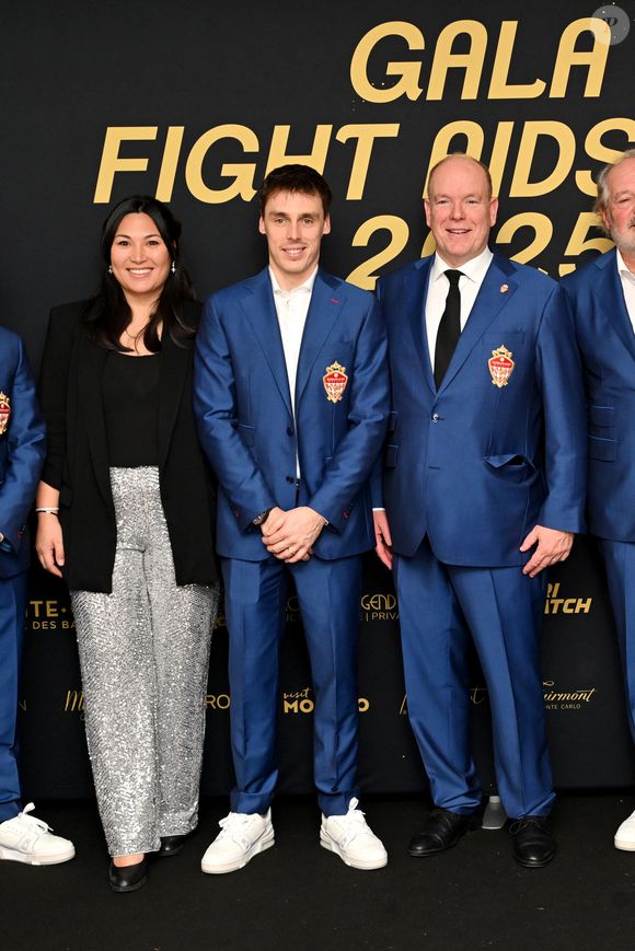 Marie, Louis Ducruet et le prince Albert II de Monaco durant la soirée de Gala au Fairmont hotel à Monaco après  la cinquième édition de la Fight Aids Cup, un match de football caritatif qui s'est déroulé au stade Louis II à Monaco, le 22 janvier 2025
© Bruno Bebert / Bestimage