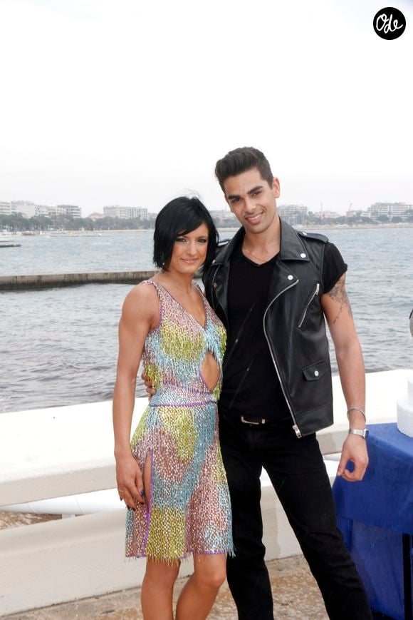 Christophe Licata et sa femme Coralie Licata lors du photocall de "Dancing With the Stars" (Danse avec les stars) au Miptv de Cannes le 8 Avril 2014. © JLPPA / Bestimage