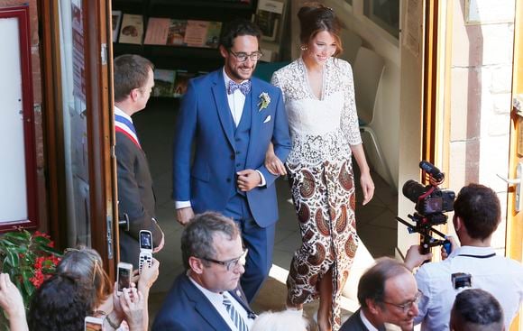 Mariage de Thomas Hollande et de la journaliste Emilie Broussouloux l'église de Meyssac en Corrèze, près de Brive, ville d'Emiie. Le 8 Septembre 2018.
© Patrick Bernard-Guillaume Collet / Bestimage