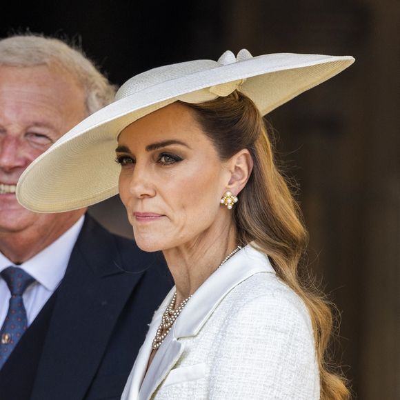 Kate Middleton lors de la cérémonie annuelle de l'Ordre de la Jarretière à la chapelle Saint-Georges du château de Windsor. © Backgrid UK/ Bestimage