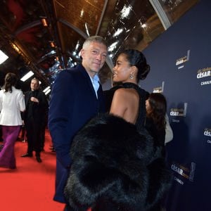 Exclusif - Vincent Cassel et Tina Kunakey lors de l'arrivée à la 45ème cérémonie des Cesar à la salle Pleyel à Paris, le 28 février 2020. Agence / Bestimage