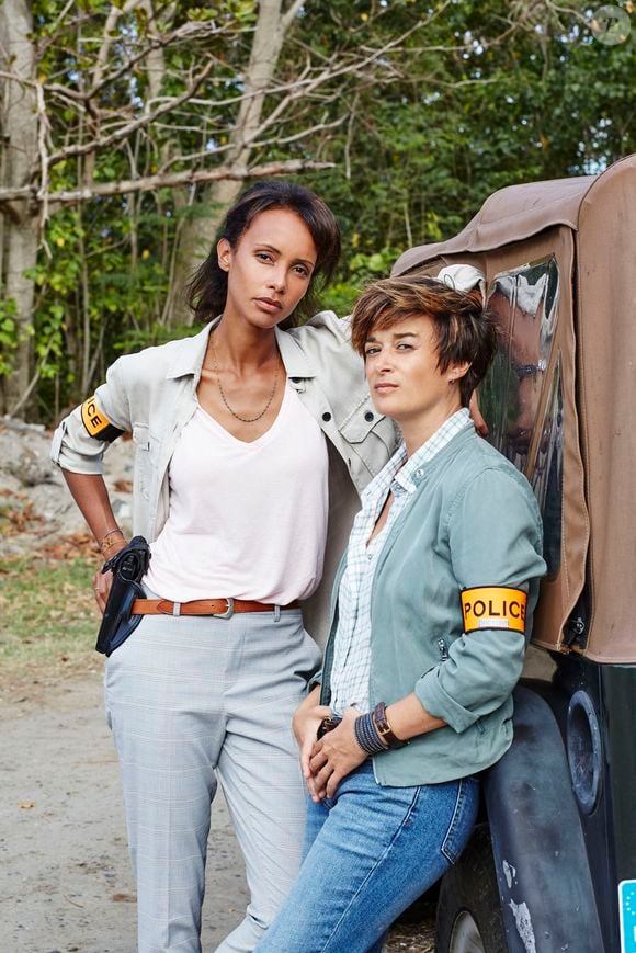 Sonia Rolland et Béatrice de La Boulaye sur le tournage de la série "Tropiques criminels" en Martinique diffusée le 22 novembre sur France 2. Le 8 mai 2019. © Sylvie Castioni / Bestimage