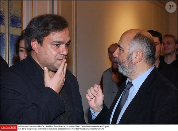 © Giancarlo Gorassini/ABACA. 54987-8. Paris-France, 19 janvier 2004. Didier Bourdon et Gerard Jugnot lors de la reception au ministere de la culture a l'occasion des Rendez-Vous Europeens Du Cinema .