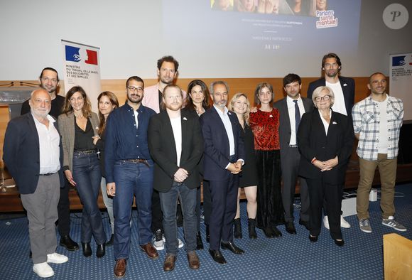 Exclusif - François Berleand, Eric Antoine, Juliette Paquin, David Larramendy, Constance, Catherine Vautrin, Camille Lacourt - Avant-première su documentaire "Santé mentale, briser le tabou" dans l'Amphithéâtre Laroque au Ministère du Travail, de la Santé et des Solidarités à Paris à Paris le 15 avril 2025. © Marc Ausset-Lacroix/Bestimage