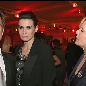 David Hallyday, sa femme Alexandra Pastor et Sylvie Vartant - Dîner de Gala de la mode contre le Sida au Pavillon d'Armenonville (RINDOFF-BELLAK / BESTIMAGE).