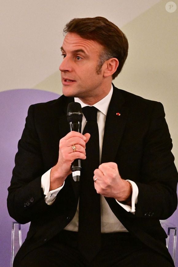 Le président Emmanuel Macron lors de la conclusion de la réunion sur le partenariat mondial pour l’intelligence artificielle au Quai d’Orsay à Paris le 9 février 2025

© Christian Liewig / Bestimage