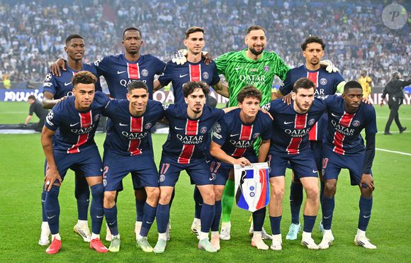 Gianluigi Donnarumma, Nuno Mendes, Willian Pacho, Marquinhos, Achraf Hakimi, Fabian Ruiz, Vitinha, Joao Neves, Kvicha Kvaratskhelia, Ousmane Dembele, Desire Doue - Le PSG remporte la Ligue Des Champions 2025, pour la première fois de son histoire, face à l'Inter Milan (5-0) à l'Allianz Arena de Munich, le 31 mai 2025.
© Christian Liewig/Bestimage