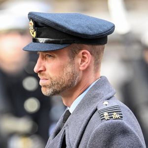 Le prince William, prince de Galles lors de la cérémonie du dimanche du souvenir au cénotaphe de Londres. Royaume-Uni, le 9 novembre 2025. © Backgrid UK/ Bestimage