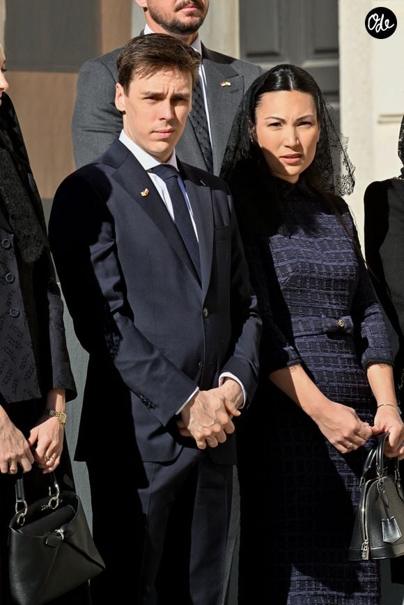 Louis et Marie Ducruet - Cérémonie de bienvenue pour le Pape Leon XIV au Palais Princier de Monaco suivie de la visite de courtoisie - Visite historique du pape Léon XIV à Monaco le 28 mars 2026. © Bruno Bebert - Dominique Jacovides / Bestimage