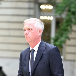 Julien Arnaud - Arrivées aux funérailles de Nonce Paolini à l'église Saint-Honoré-d'Eylau, 66 bis, avenue Raymond-Poincaré à Paris, en France, le 23 juillet 2024.