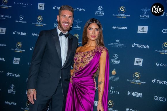 Sergio Ramos et sa femme Pilar Rubio - Cérémonie de la 13ème édition des Globe Soccer Awards 2022 (Dubaï d'or) à Dubaï le 17 novembre 2022. © Nicolas Briquet / Bestimage