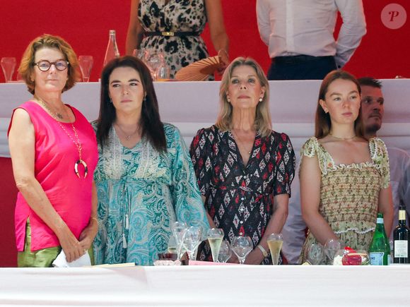 Melanie de Massy, la princesse Caroline de Hanovre, la princesse Alexandra de Hanovre lors de la 2ème journée du Jumping International de Monte-Carlo, Monaco, le 4 juillet 2024. La compétition se déroule sur le port Hercule à Monaco, du 3 juillet au 5 juillet. © Claudia Albuquerque/Bestimage