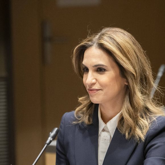 CNews La journaliste Sonia Mabrouk devant la commission d'enquête parlementaire sur les procédures d'attribution des autorisations des services nationaux de télévision à l'Assemblée nationale à Paris, le 29 février 2024. Photo by Eliot Blondet / ABACAPRESS.COM