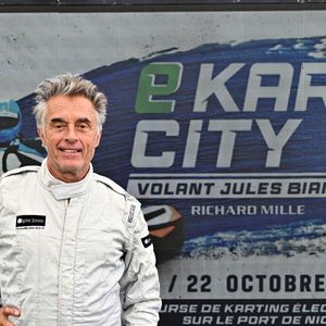 Exclusif - Gérard Holtz - Course des personnalités lors du trophée eKart City Volant Jules Bianchi sur le port de Nice le 21 octobre 2023.
© Bruno Bebert/Bestimage