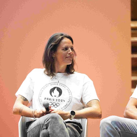 Laure Manaudou - Dévoilement du parcours du relais de la flamme des Jeux Olympiques de Paris 2024 dans la grand amphitheatre de la Sorbonne à Paris le 23 juin 2023.