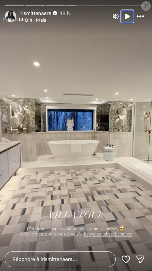 La Villa Royale dans laquelle ils séjournent est à partir de 5 175 euros la nuit.

Iris Mittenaere a partagé des images de la villa dans laquelle elle loge à l'île Maurice au Royal Palm Beach Comber, vendredi 20 mars 2026 via Instagram @irismittenaere