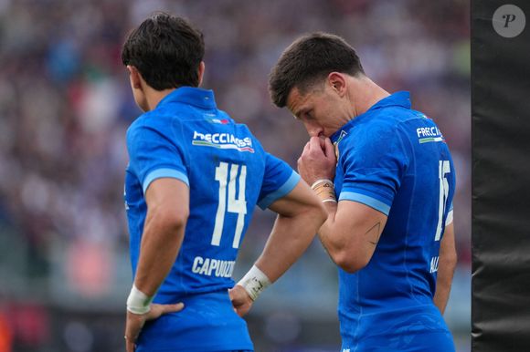 Les fans de rugby pourront retrouver un match qui opposera l'Italie à l'Angleterre
RUGBY : Italie vs France (24_73) - Tournoi des Six 6 VI Nations à Rome - Ange Capuozzo and Tommaso Allan of Italy during the Six Nations rugby match between Italy and France at Olimpico stadium in Rome (Italy), February 23, 2025.