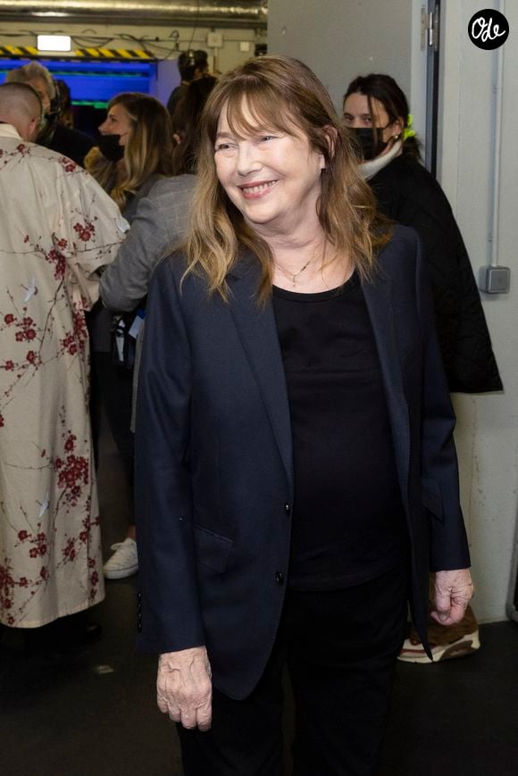 Exclusif - Jane Birkin  - Backstage de l'émission spéciale "Unis pour l'Ukraine" à la Maison de la Radio et de la Musique, diffusée en direct sur France 2 et présentée par Nagui et Leïla.Kaddour à Paris le 8 mars 2022. © Cyril Moreau / Jack Tribeca / Bestimage