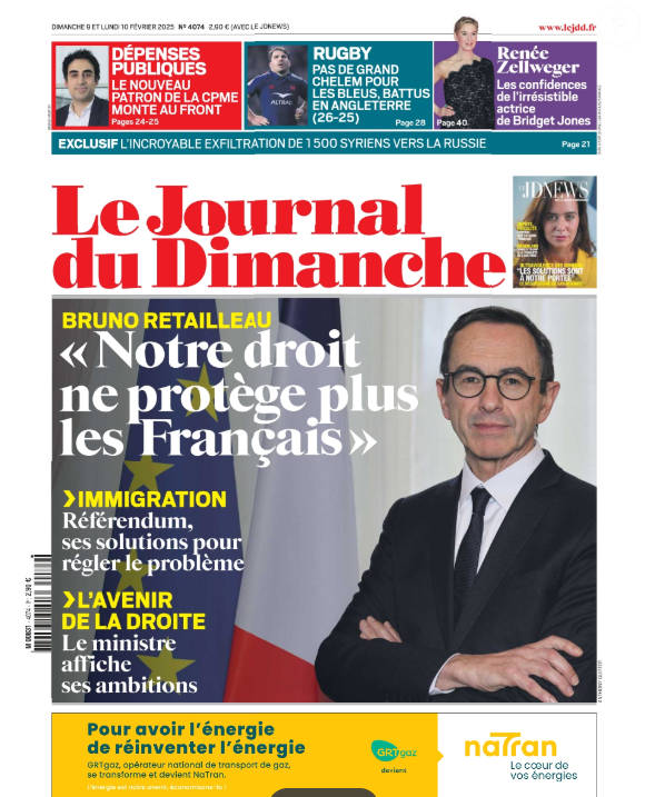 La couverture du "Journal du Dimanche" du 9 févrirer 2025