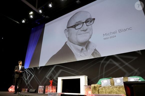 Bertrand Usclat durant l'hommage à Michel Blanc lors de la cérémonie d'ouverture de la 28ème édition du festival International du Film de Comédie à l'Alpe d'Huez le 13 janvier 2025.

© Dominique Jacovides / Bestimage