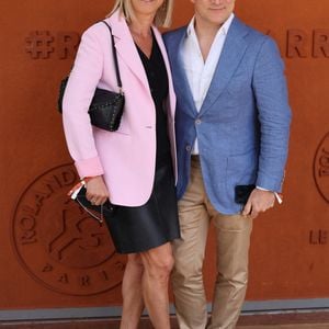 Laurence Ferrari et son mari Renaud Capuçon - Célébrités au village lors des Internationaux de France de tennis de Roland Garros 2024 à Paris le 9 juin 2024.