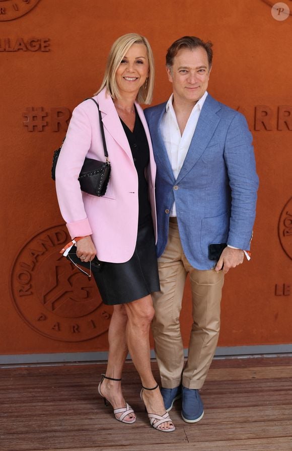 Laurence Ferrari et son mari Renaud Capuçon - Célébrités au village lors des Internationaux de France de tennis de Roland Garros 2024 à Paris le 9 juin 2024.