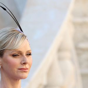 La princesse Charlene de Monaco dans la cour du palais princier le jour de la fête nationale de Monaco le 19 novembre 2024. © Jean-Charles Vinaj / Pool Monaco / Bestimage