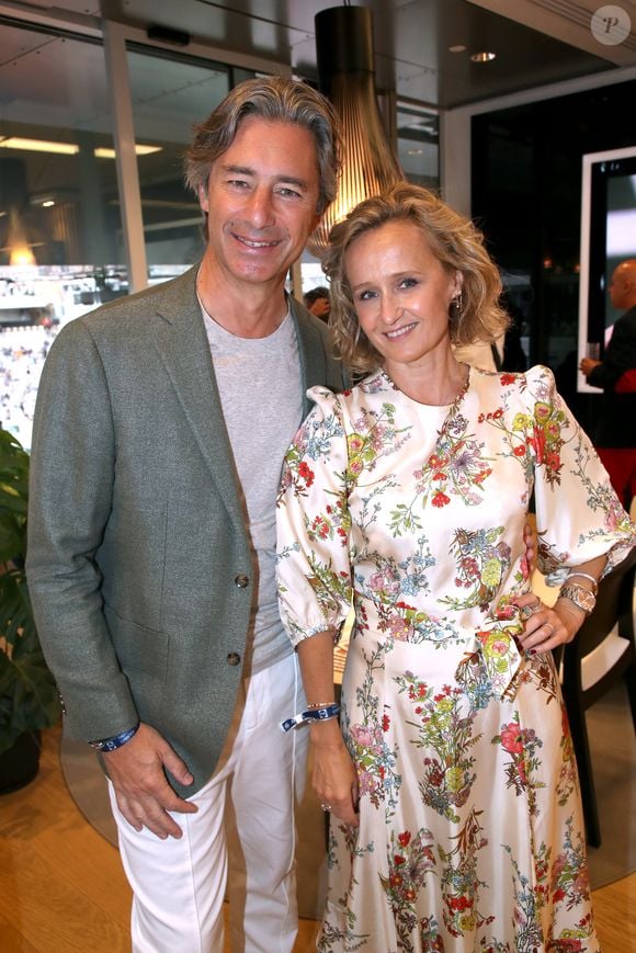 Laurent Solly (Président de Facebook France) et Caroline Roux au déjeuner de la finale Messieurs de France Télévision (jour 15) sur la terrasse de France Télévision lors des Internationaux de France de Tennis de Roland Garros 2022 à Paris, France, le 5 Juin 2022. ©  Bertrand Rindoff/Bestimage