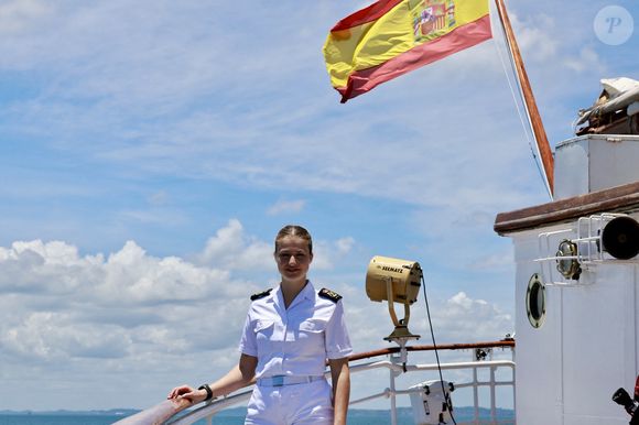 La princesse Leonor à bord du Juan Sebastian Elcano avant d'arriver au port de Salvador de Bahia, Brésil, le 13 février 2025. © Casa de S.M. el Rey/EuropaPress/Bestimage
